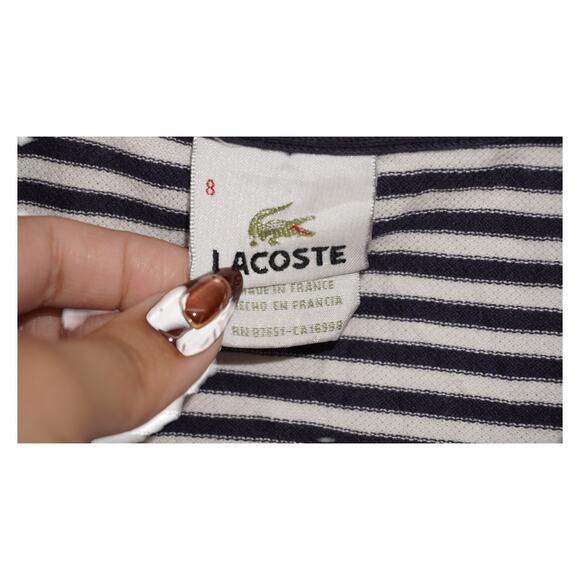 Vintage Lacoste Polo Shirt Size 8 Oversized 2XL Navy White Striped Made i France - Picture 5 of 9